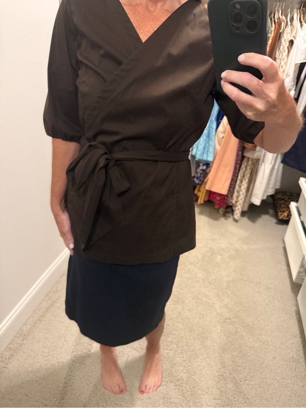 Banana Republic Brown Wrap Long Top XL